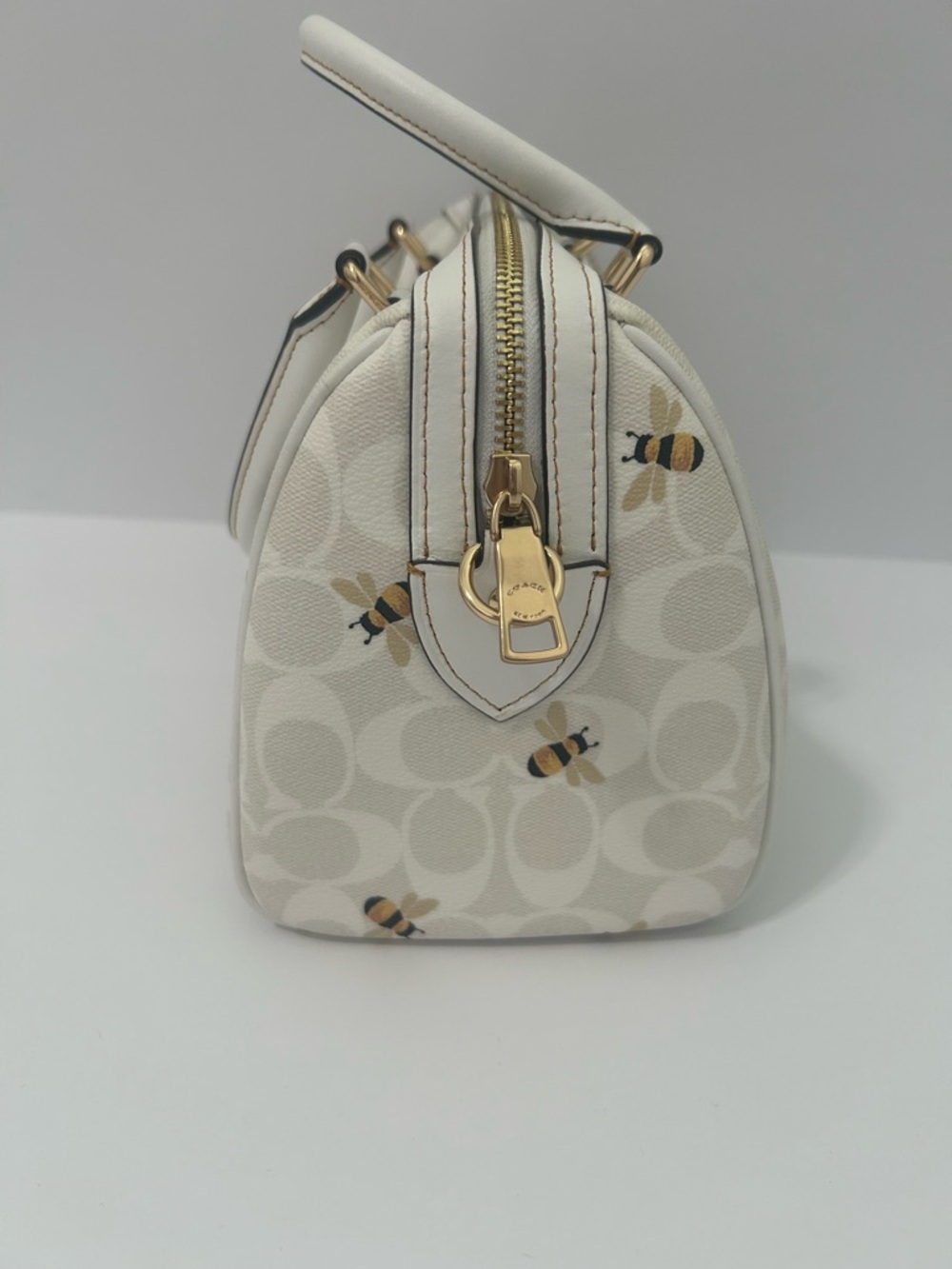 Coach Cream Bee-Print Mini Satchel with Gold Hardware - Picture 3 of 13